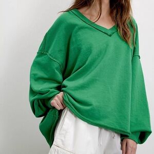 We The Free (Free people) Vibrant Green V-Neck Sweater